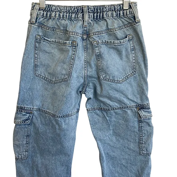 Aeropostale Womens Low Rise Cargo Jeans Light Wash Blue Straight‎ Leg Size S - Image 10