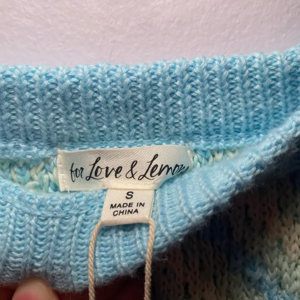 NWT For Love and Lemons Blue Cream Knit Corinna Mini Skirt Women's size Small - Image 3
