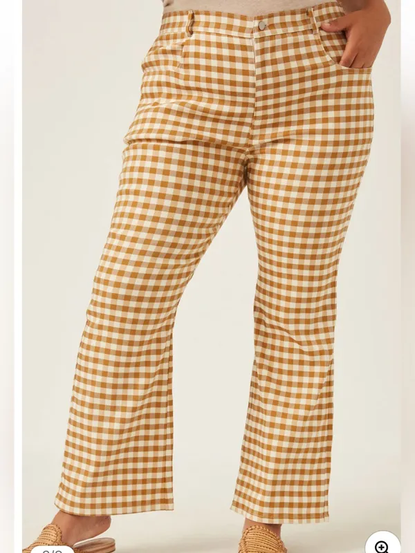 Hayden Button Closure Stretch Checkered Pants - Image 3