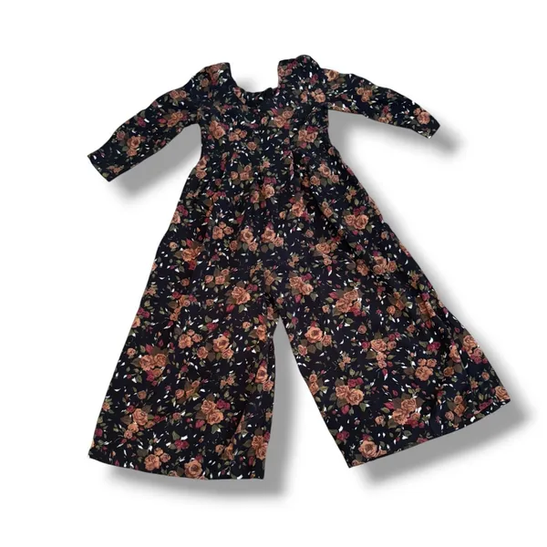 Vintage All That Jazz Dark Floral Rayon Cropped Jumpsuit 90s Grunge Romantic - Image 7