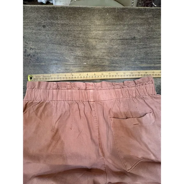 Anthropologie Pilcro High-Rise Ultra Wide Leg Crop Paperbag Peach Jean Size XL - Image 10