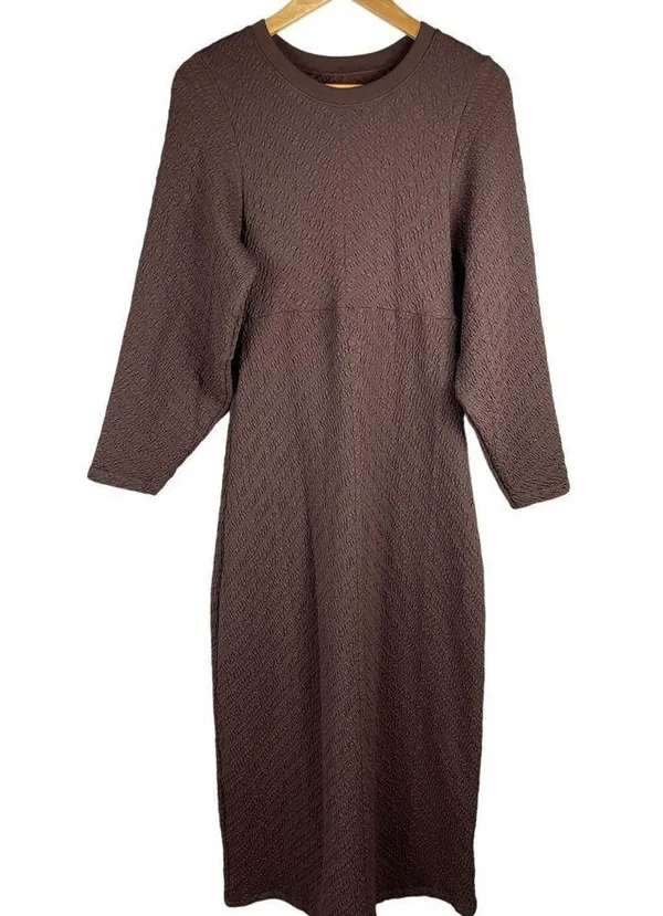 Free People Gabby Boho Textured Seamless Midi Dress in Coconut Shell Size Medium - Image 5