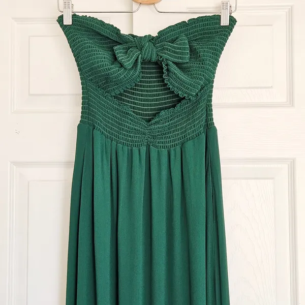 Reformation‎ Hibiscus Maxi Dress in Emerald Green Size Small Cut Out Bow Front - Image 4