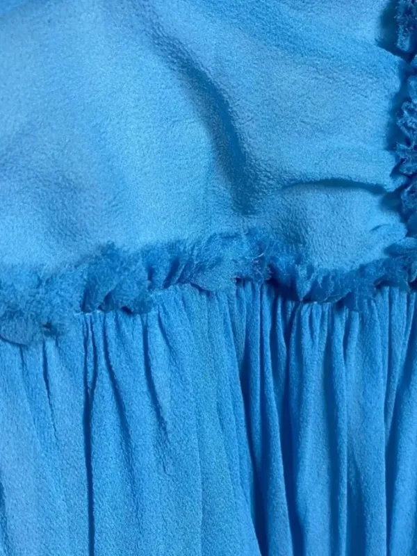 Source Unknown Blue Silk Chiffon Dress Vintage 0 - Image 6