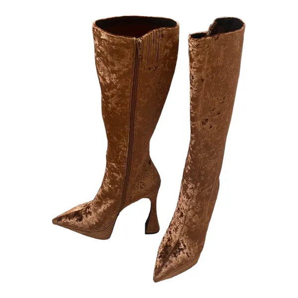JEFFREY CAMPBELL Shego crushed velvet platform knee high boots NEW size 7.5 - Image 2