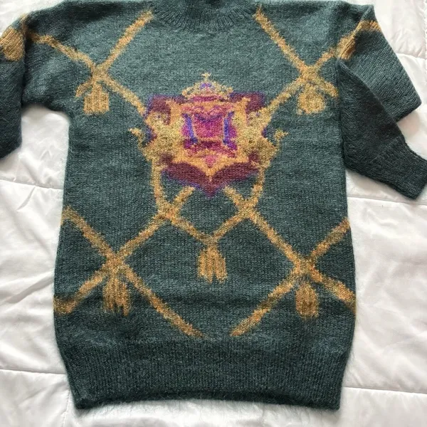 Ellen Tracy Vintage 80s‎ 90s Womens Size Small Green Mohair Wool Blend Knit Sweater Holiday - Image 3