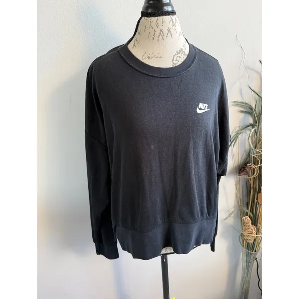 Nike Womens Black Relaxed Crewneck Sweatshirt Futura‎ Logo RN56323 L - Image 2