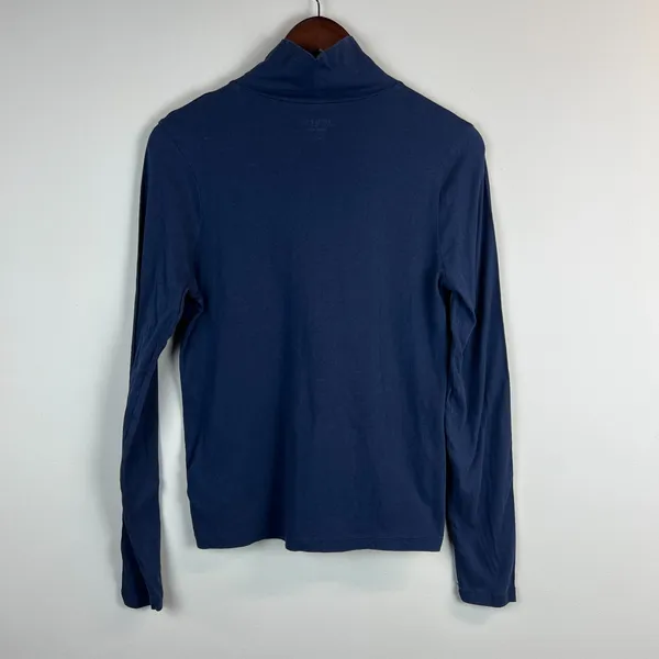 J Crew Tissue Crepe Turtleneck Top Womens L‎ Navy Long Sleeve Minimalist Preppy - Image 5