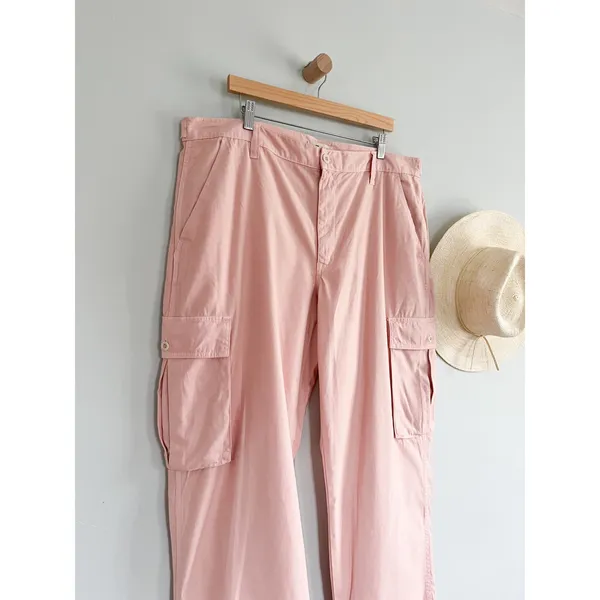Madewell | Garment Dyed Low-Slung Straight Cargo | Petal Pink | Sz 33 | NWT - Image 2