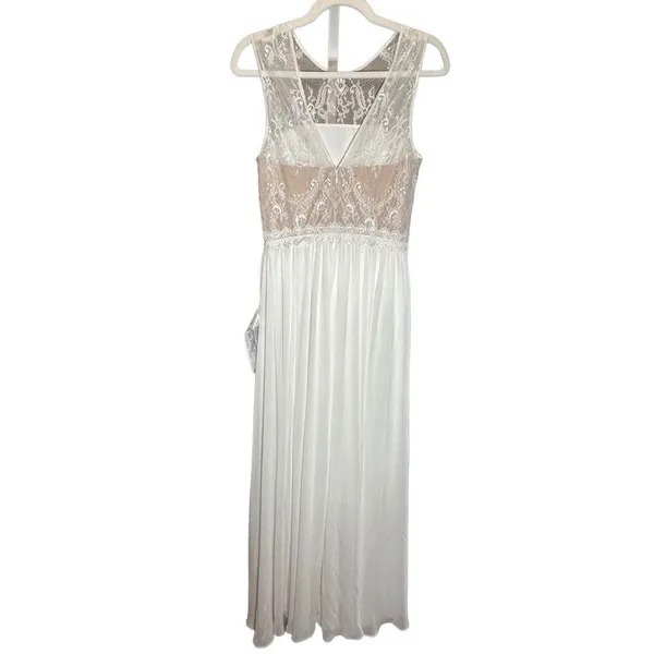 NEW Dress the Population gorgeous flowy white tan wedding formal dress sz S‎ - Image 2