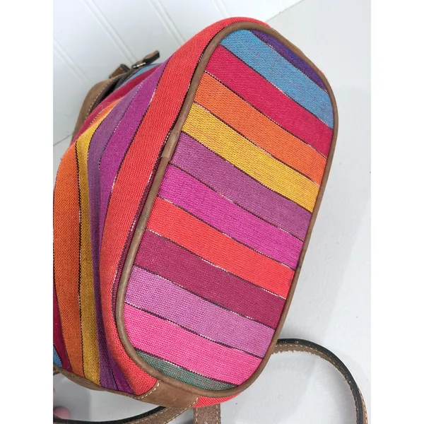 Cedano Guatemala Woven Stripe Leather Crossbody Bag‎ Boho Artisan Color - Image 5