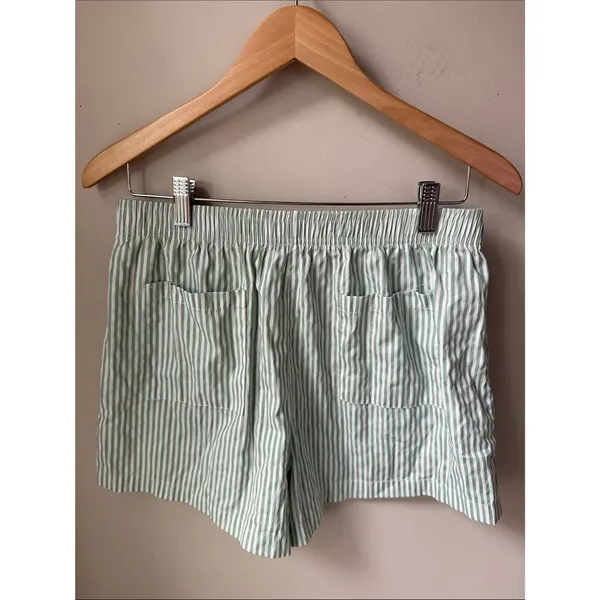 SheIn Green White Stripe Lounge Shorts Pajama Sleep Boxer Pull On Elastic Waist - Image 2