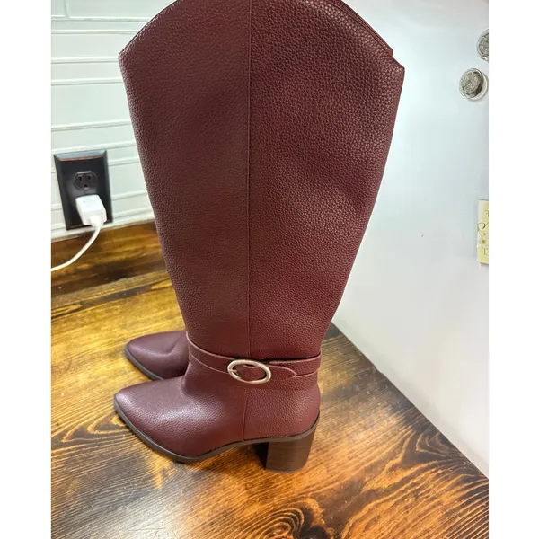 A‎ New Day Red/Brown Heeled Boots Size 8 - Image 2