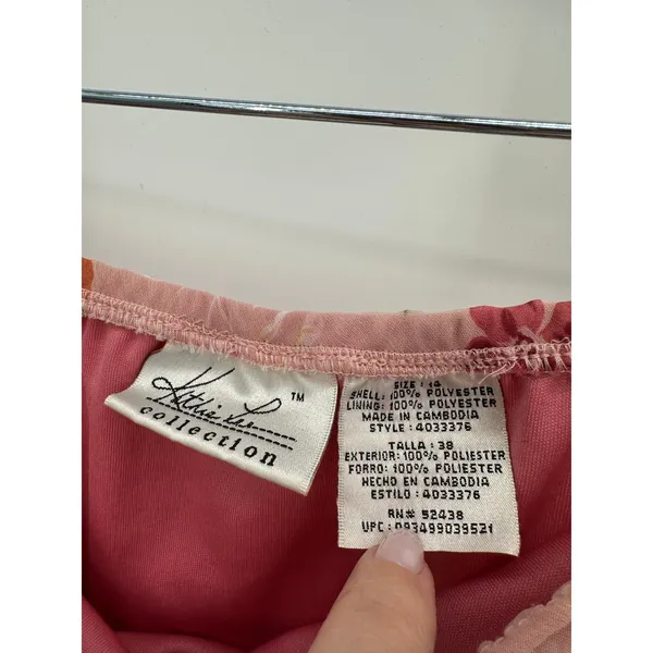 Kathie Lee Collection Y2K 90s Pink Floral Chiffon Midi Skirt Size 14 Asymmetric Hem Fairy Dainty - Image 6