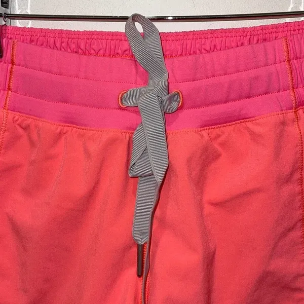 Lululemon Womens Drawstring Flat Front Running Athletic Shorts Coral Pink Size 6 - Image 3