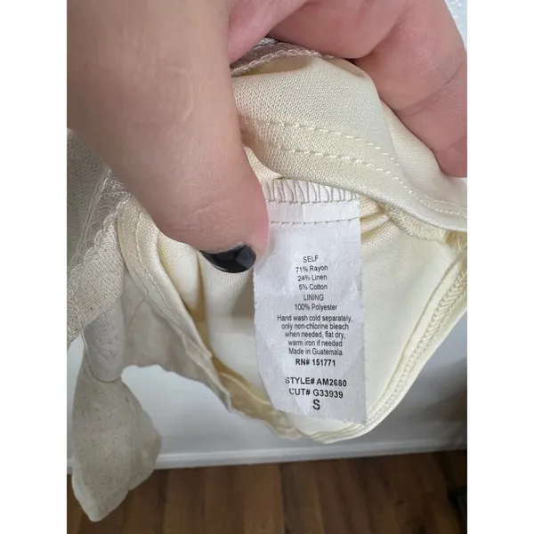 Baltic Born Oatmeal Beige Linen Blend Button Front‎ Romper Small AM2680 - Image 5