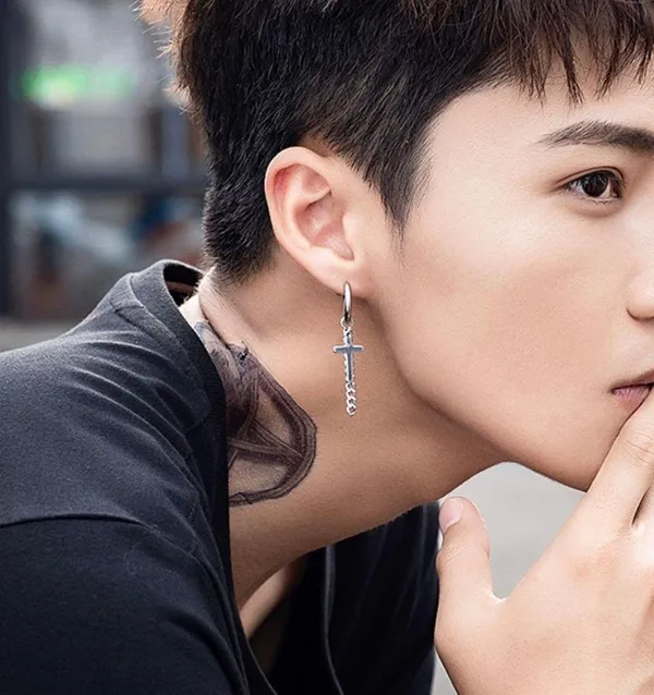 Stainless Steel Cross Dangle Drop Earrings for Men Women,Cross Earrings - Image 5