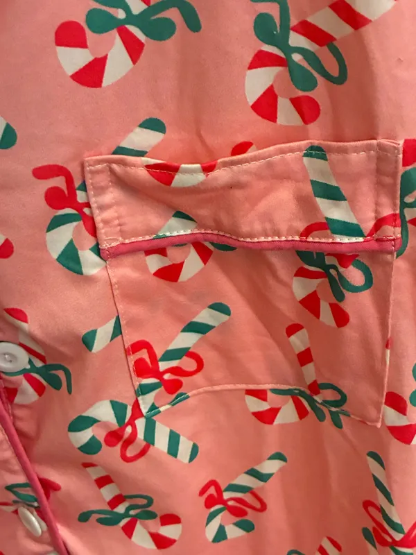 Candy Cane Christmas Pjamas Frill Shors Set Small - Image 4
