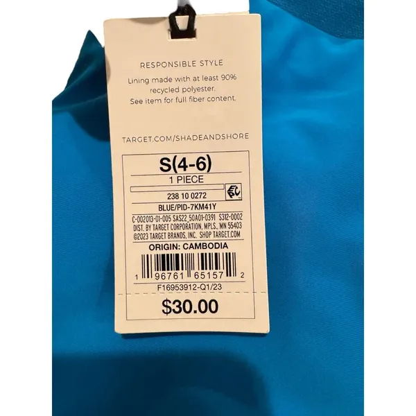 NWT Target Shade & Shore Small (4-6) Strapless Blue One Piece Swimsuit Cheeky - Image 8