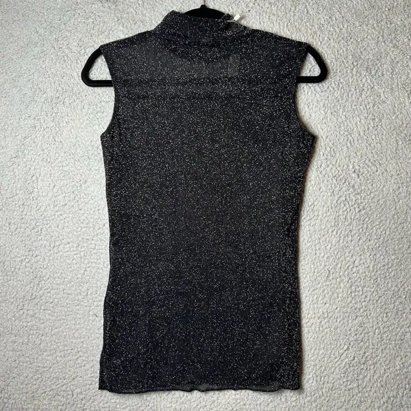 Akalnny Top Womens‎ Large Black Sleeveless Glitter Mesh Slim Fit Tank Party NEW - Image 4
