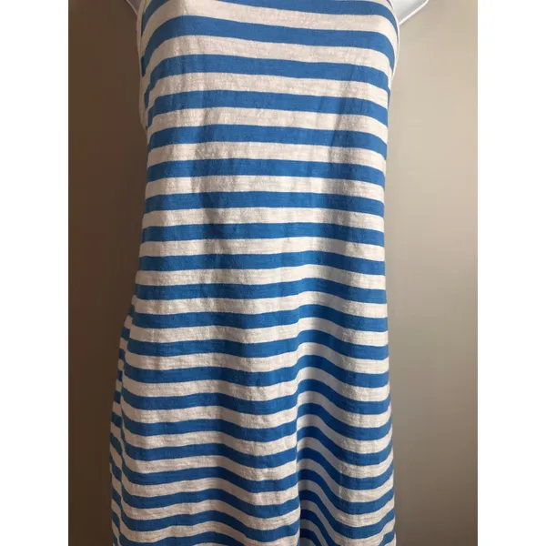J.Crew Womens Blue White Striped Racerback Cotton Mini Tank Dress Size‎ M - Image 5