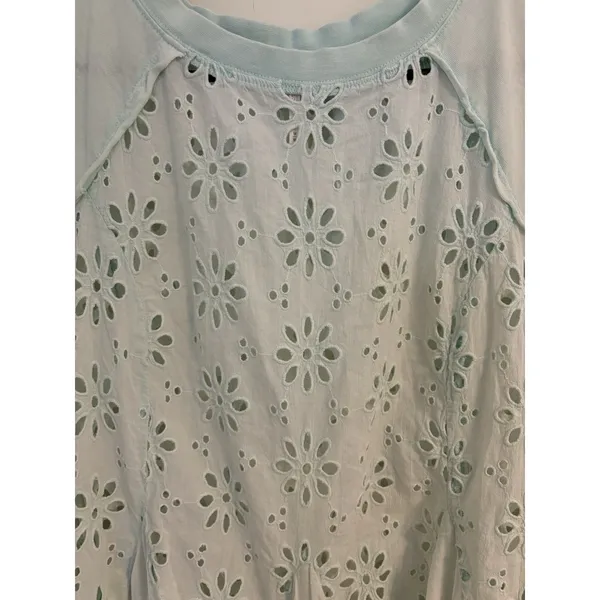 Free‎ People Women's Sadler Mini Dress Eyelet Fabric Ruffle Hem Boho Size Medium - Image 3