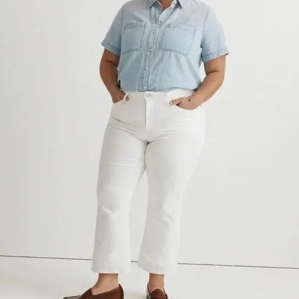 Madewell Mid-rise Kick Out Crop‎ Jeans White 33 - Image 2