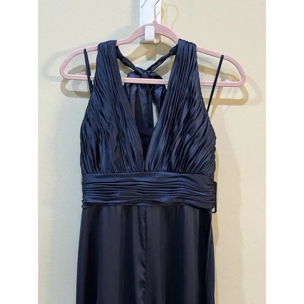 Mac Duggal Women's Blue Satin Jumpsuit Size 8 Style 49810 - Image 5