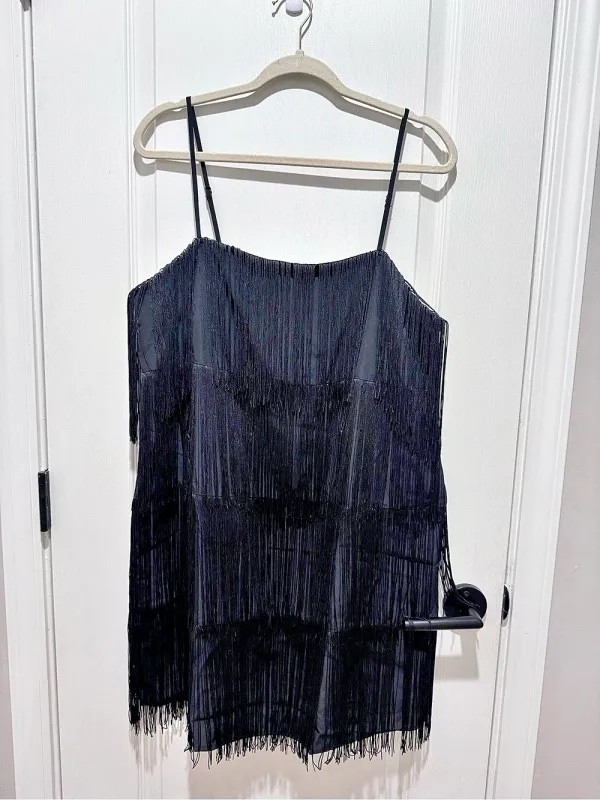 A New Day Fringe Mini Dress Black Large NWT - Image 2