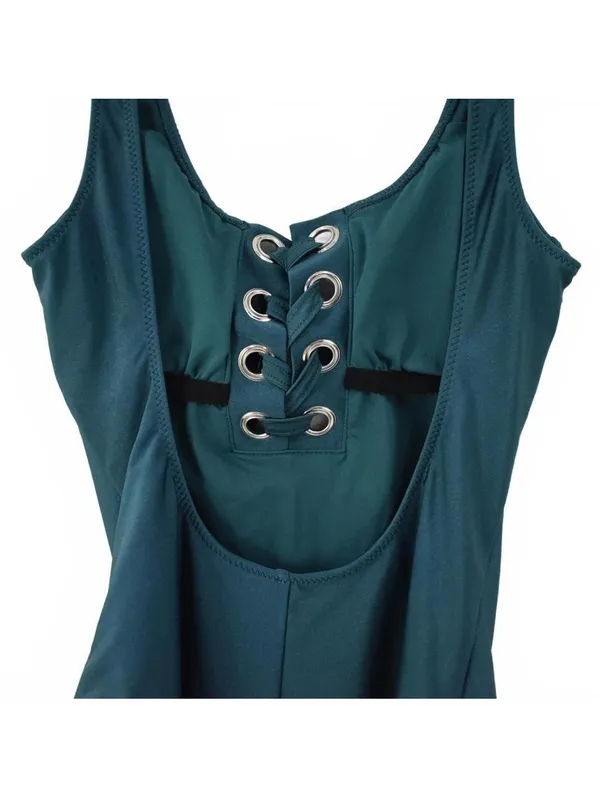 Mossimo Jungle Green Grommet Lace Up One Piece Swimsuit Size Small - Image 6