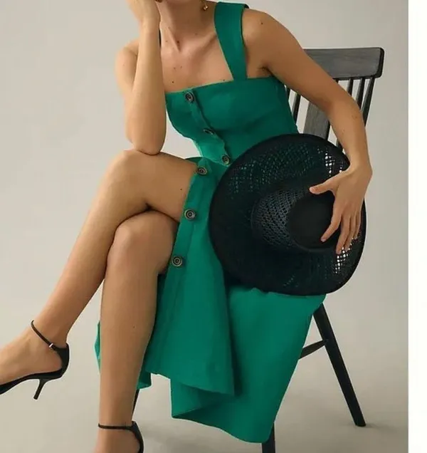 Anthro l Maeve Square-Neck Buttondown Dress - Image 3