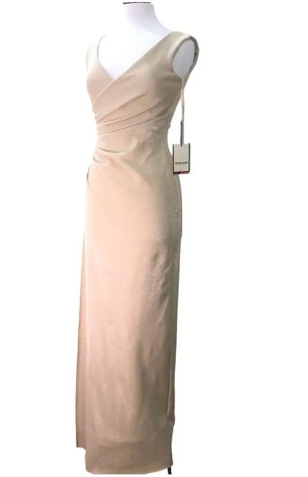 CHIARA BONI LA PETITE ROBE Aliki Metallic Sheath Gown Gold Shimmer 40 NWT - Image 6