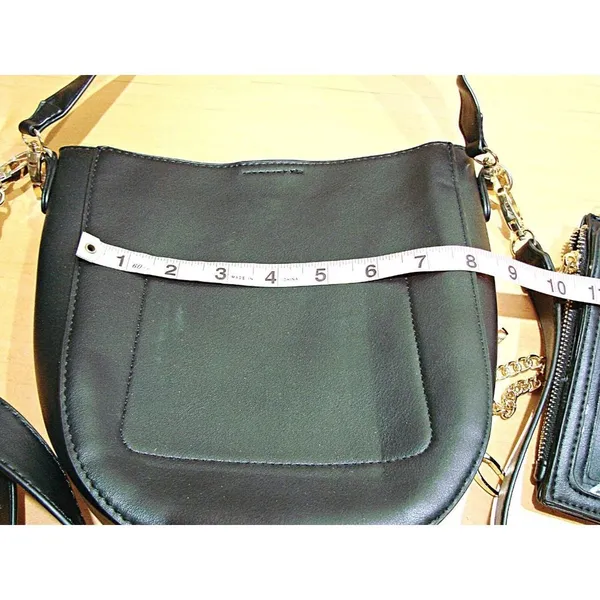 Black Vegan Leather Crossbody Bag With Cellphone Matching Separate Purse 2 In 1 - Image 8