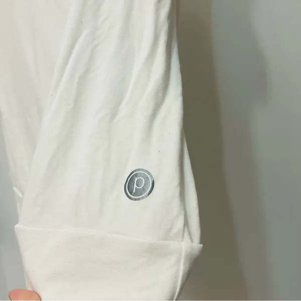 pure barre white one sleeve white active shirt sz Medium - Image 2