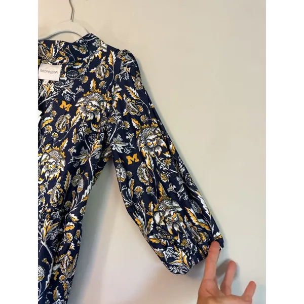 Smith & Quinn Women's Tory Dress Navy & Marigold Michigan Floral Dress Sz S NWT - Image 7