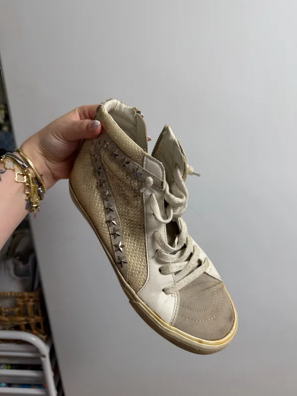 Vintage Havana High-Top Studded Sneakers - Image 2