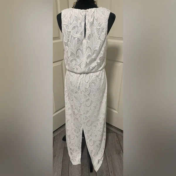 NY&C White Lace Maxi Dress Sleeveless Elegant Wedding Guest - Image 3