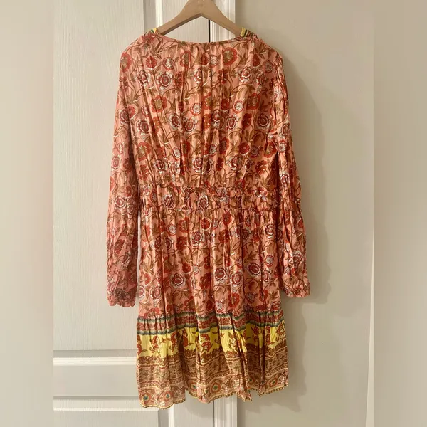 Umgee Floral Bohemian Dress in Pink and Yellow Size Large - Image 3