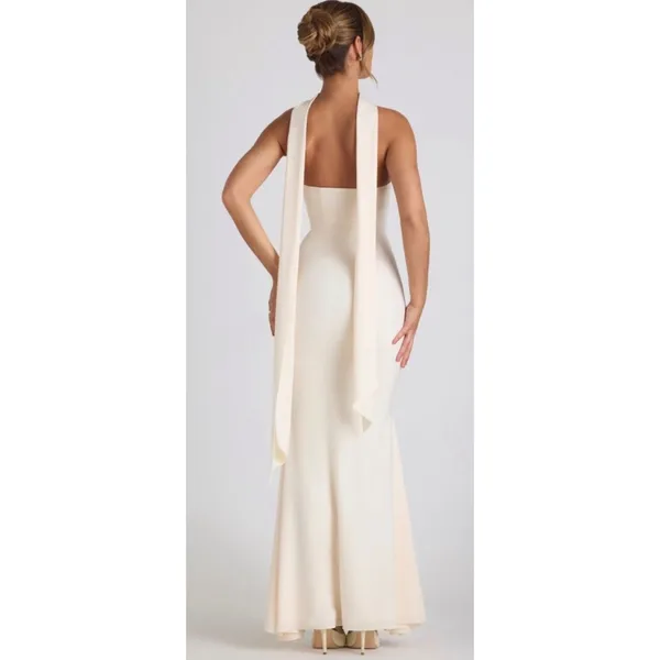 Oh‎ Polly Imogene Ivory Strapless Scarf Detail Maxi Gown NWT Size US 0 - Image 5