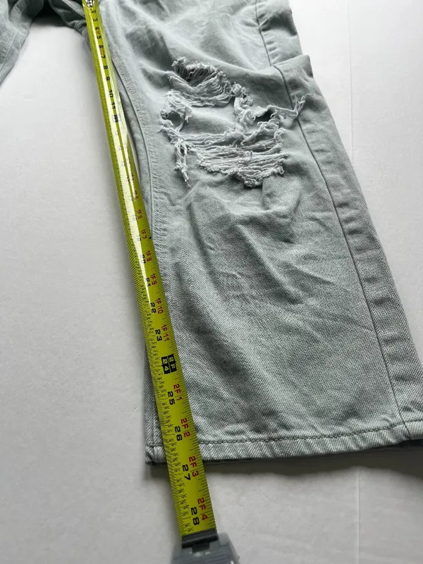 American Eagle Sz 14 Sage Green Womens Ripped High Rise Straight Mom Jeans - Image 8