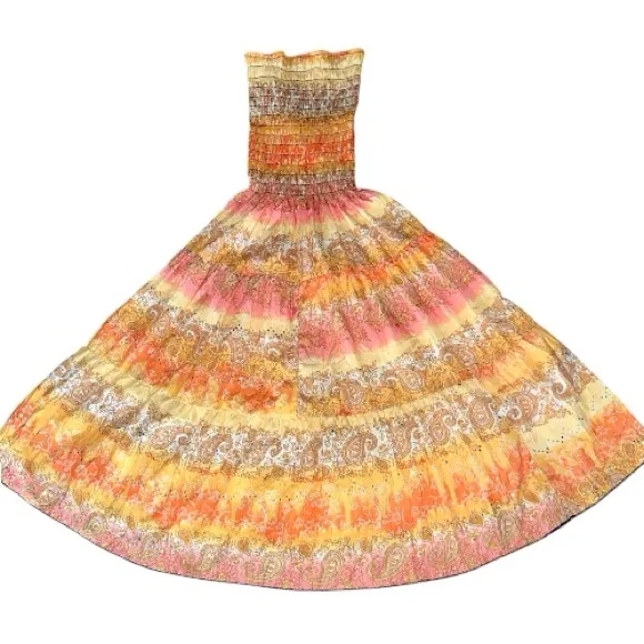 Bohemian Orange Maxi Skirt Size M - Image 4