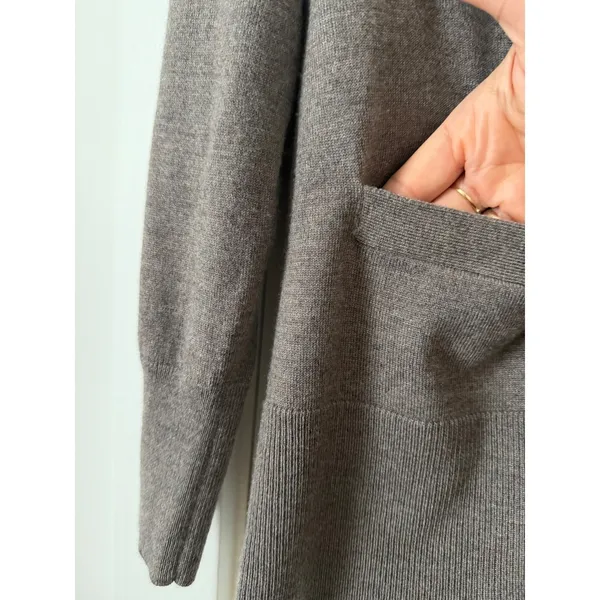 Banana Republic Wool Womens Taupe Brown V-Neck Button Front Pocket Cardigan - Image 6