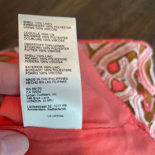 Anthropologie Linen Slim Mini Skirt Preppy Classic Pink Brown Cream - Size 4 - Image 5