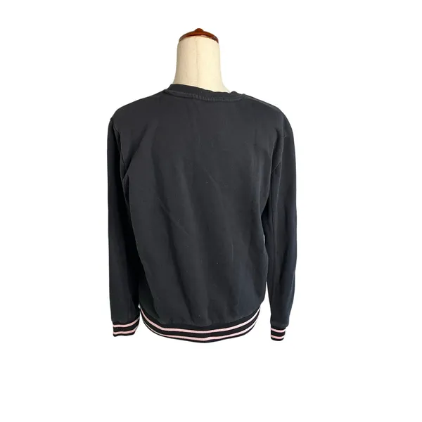 FILA Black Multicolor Embroidered Logo Sweatshirt Size M - Image 2