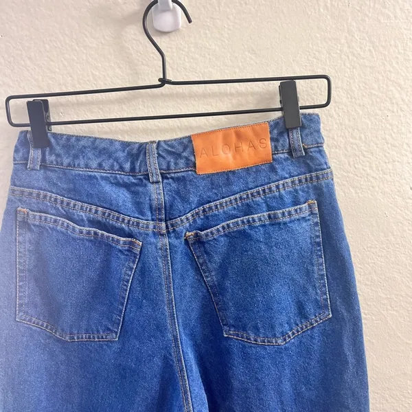 ALOHAS Deep Blue Relaxed Fit Leg High Rise Denim Size M - Image 7