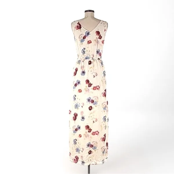 NEW Lucky Brand Floral Maxi Dress LARGE beige blue purple Sleeveless Boho chic - Image 5