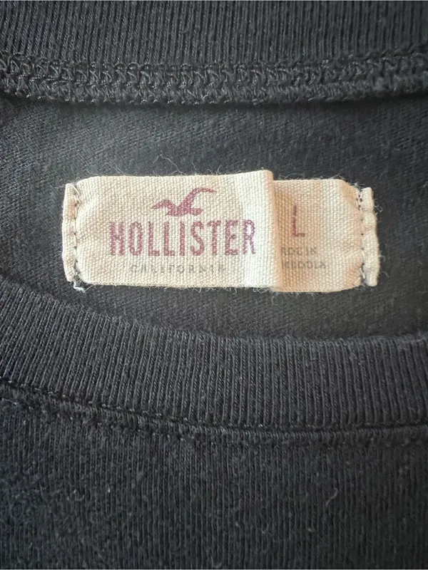Hollister California Black Graphic Tee Embroidered Logo Large - Image 3