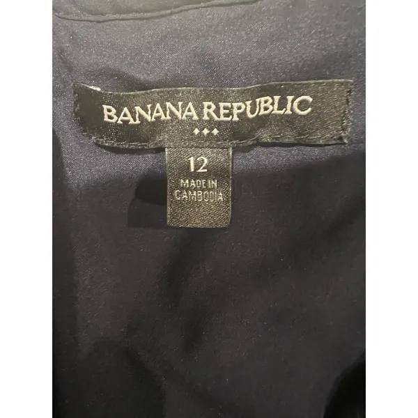 Banana Republic Dress Navy Blue Short Sleeve Lace Zipper Back Size -12 - Image 6