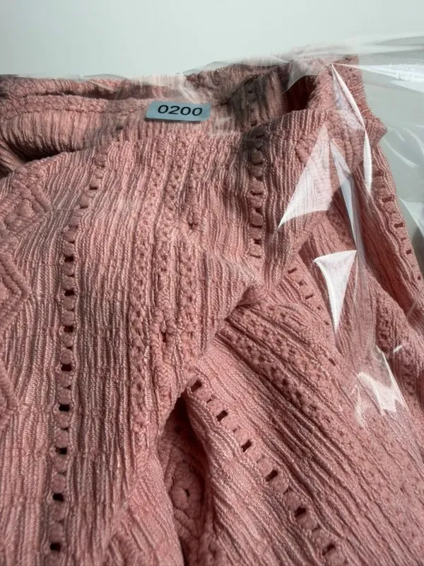Frye Women's Rose Mauve Boho Knit Long Sleeve V Neck Pullover Blouse Large - Image 8