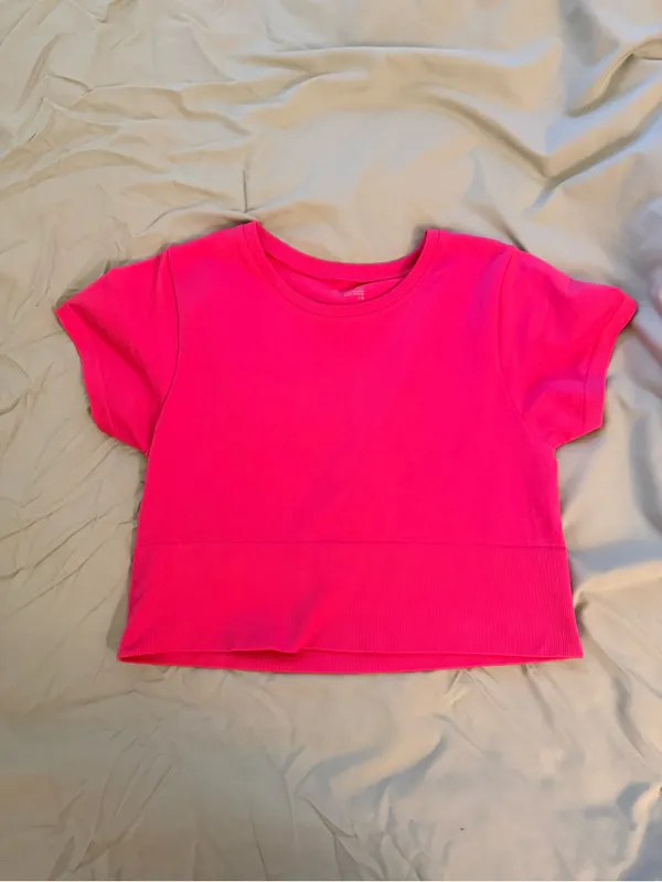 aerie Bright Pink Crewneck Crop Top - Image 3